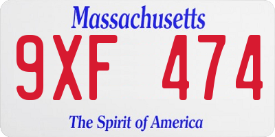 MA license plate 9XF474