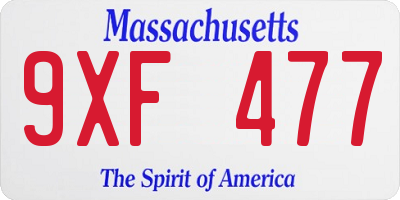 MA license plate 9XF477