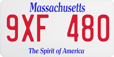 MA license plate 9XF480