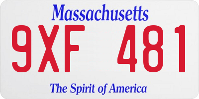 MA license plate 9XF481