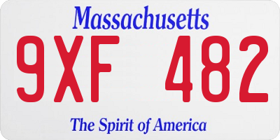MA license plate 9XF482