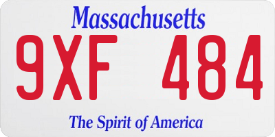MA license plate 9XF484