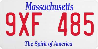 MA license plate 9XF485