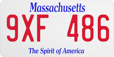 MA license plate 9XF486