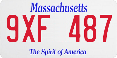 MA license plate 9XF487
