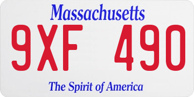 MA license plate 9XF490