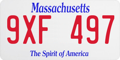 MA license plate 9XF497