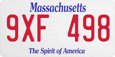 MA license plate 9XF498