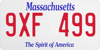 MA license plate 9XF499