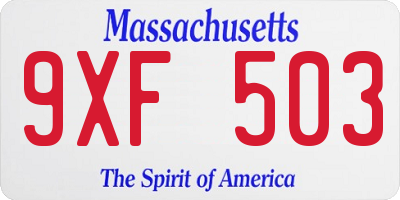 MA license plate 9XF503