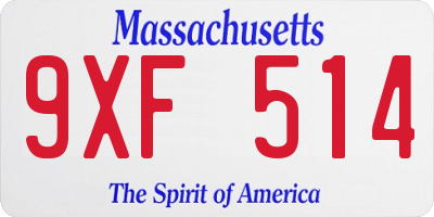MA license plate 9XF514