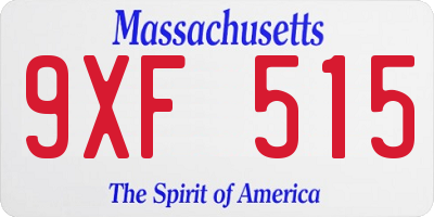 MA license plate 9XF515