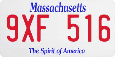 MA license plate 9XF516