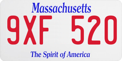 MA license plate 9XF520