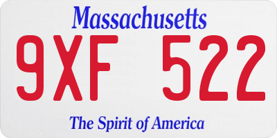 MA license plate 9XF522
