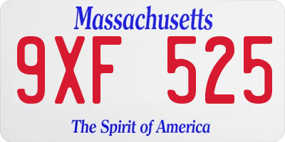 MA license plate 9XF525