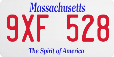MA license plate 9XF528