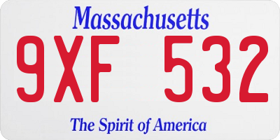 MA license plate 9XF532