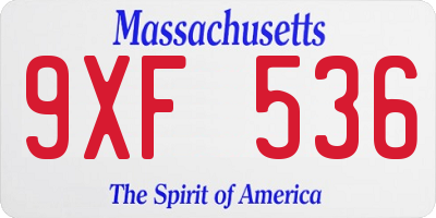 MA license plate 9XF536