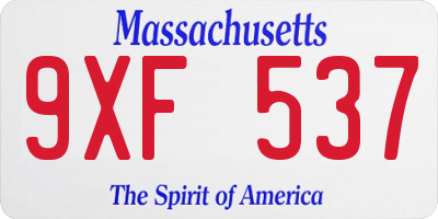 MA license plate 9XF537