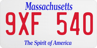 MA license plate 9XF540