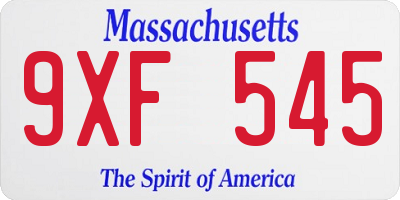 MA license plate 9XF545