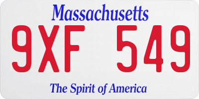 MA license plate 9XF549