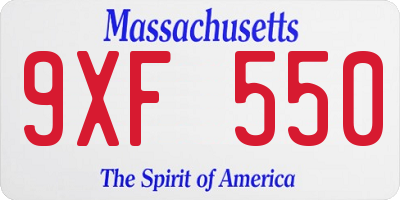 MA license plate 9XF550