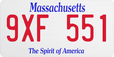 MA license plate 9XF551