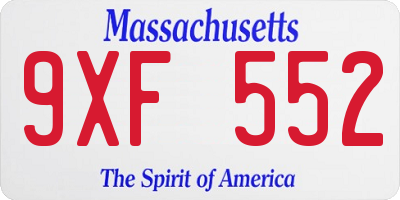 MA license plate 9XF552