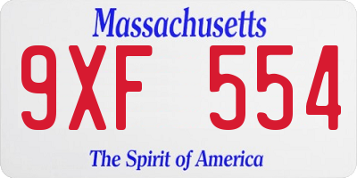 MA license plate 9XF554