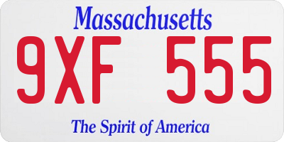 MA license plate 9XF555