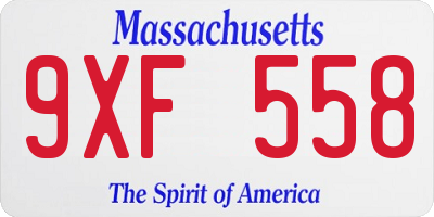 MA license plate 9XF558