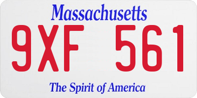 MA license plate 9XF561