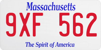 MA license plate 9XF562