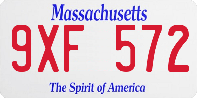 MA license plate 9XF572