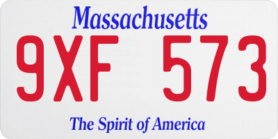 MA license plate 9XF573