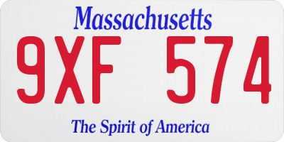 MA license plate 9XF574