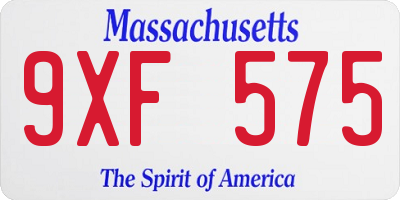 MA license plate 9XF575