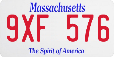 MA license plate 9XF576