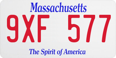 MA license plate 9XF577