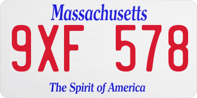MA license plate 9XF578