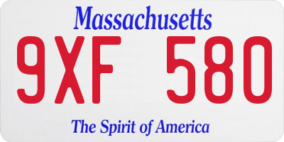 MA license plate 9XF580