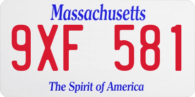 MA license plate 9XF581