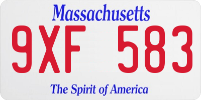 MA license plate 9XF583
