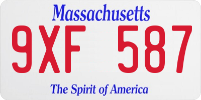 MA license plate 9XF587