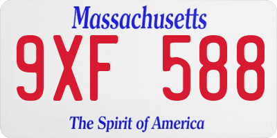 MA license plate 9XF588