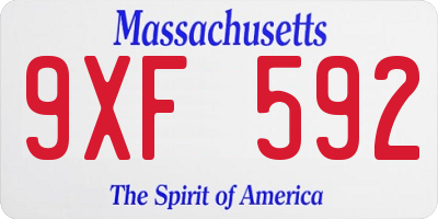 MA license plate 9XF592