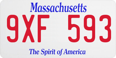 MA license plate 9XF593