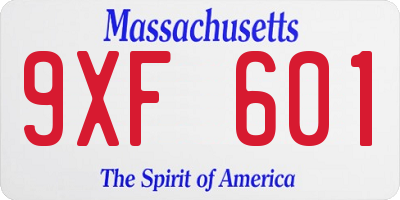 MA license plate 9XF601